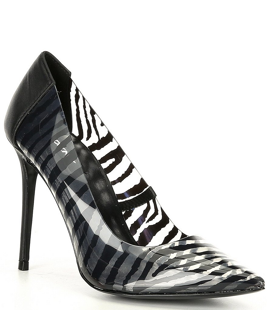 DKNY Deedra Zebra Printed Vinyl Stiletto Pumps