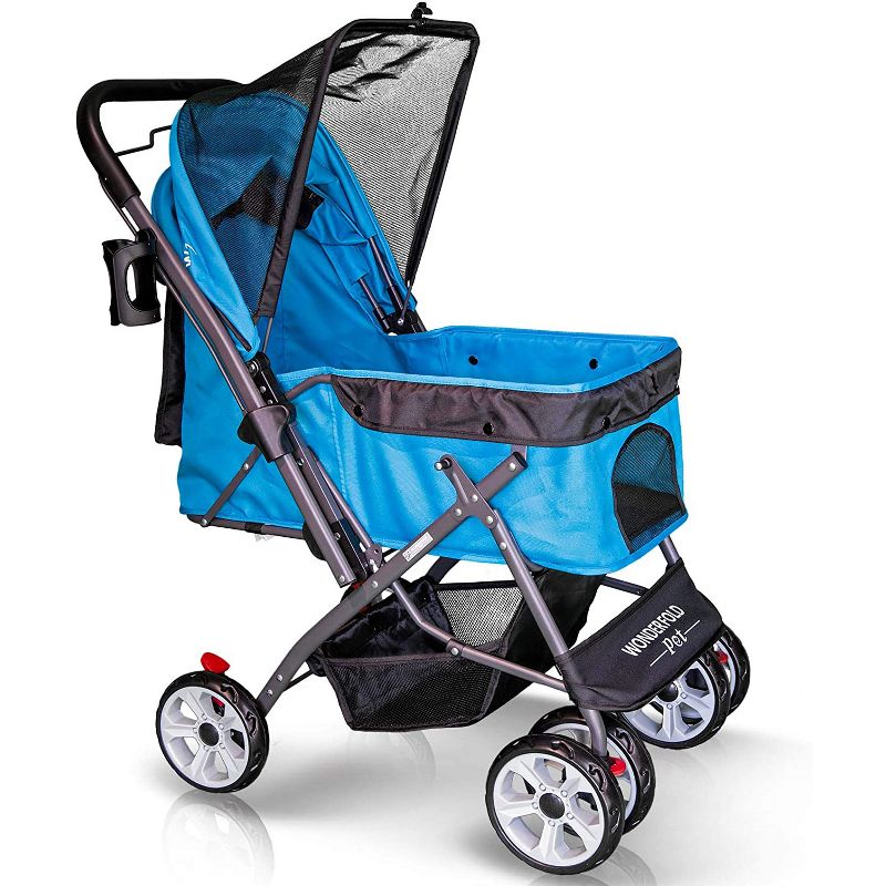 dbest products Pet Smart Cart Carrier Crate Kennel Cage Bag with Wheels and Padded Bed for Airline Airplane Travel with Cats and Dogs, Medium (Black)