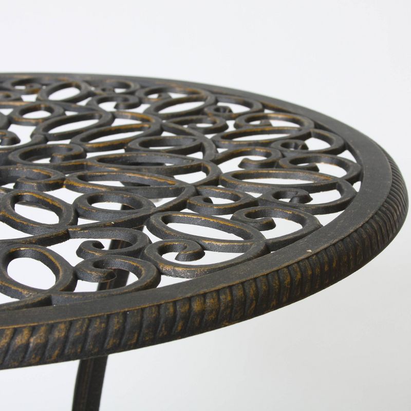 La Sola 3pc Metal Bistro Set - Black/Bronze - Christopher Knight Home