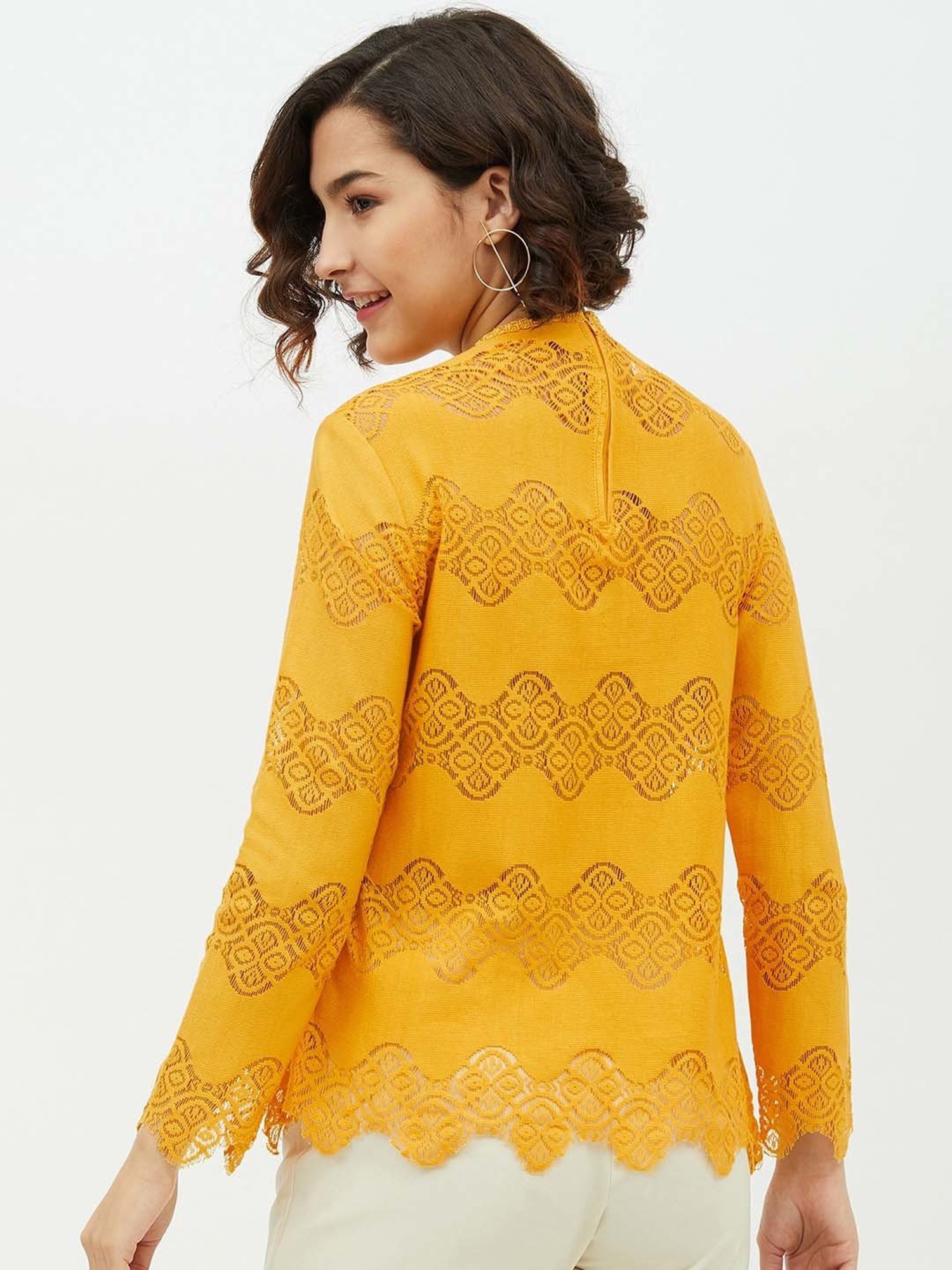 StyleStone Yellow Lace A-Line Top