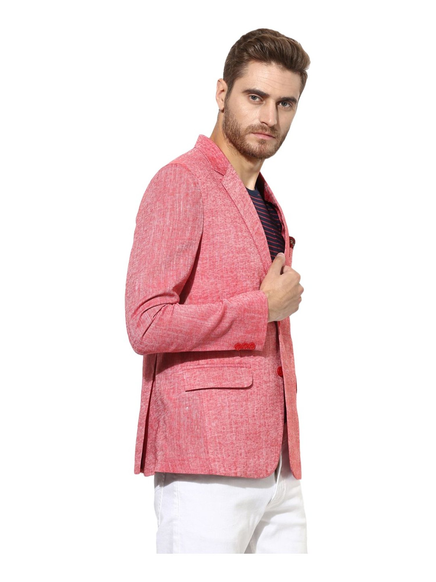 Hang Up Red Linen Regular Fit Blazer