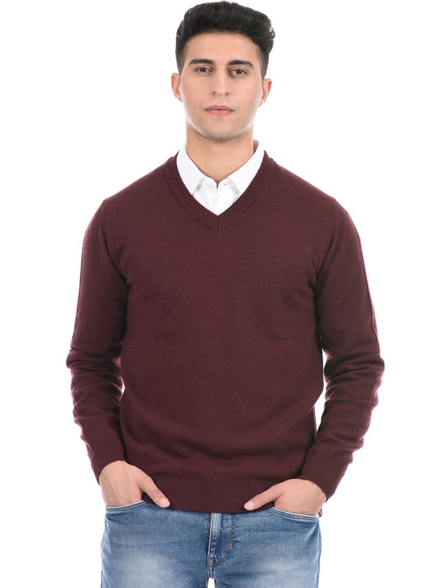 London Fog Brown Regular Fit Sweater
