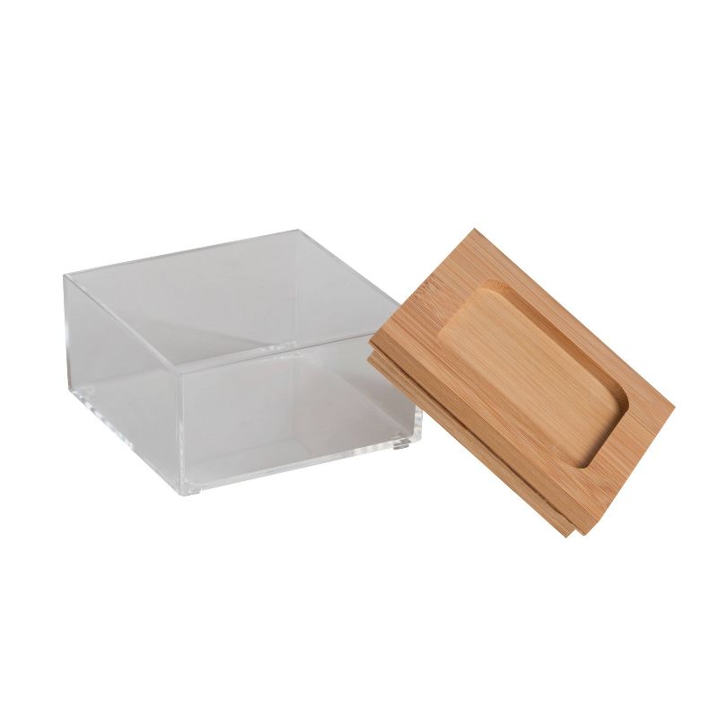 Simplify Square Small Organizer with Bamboo Lid Clear