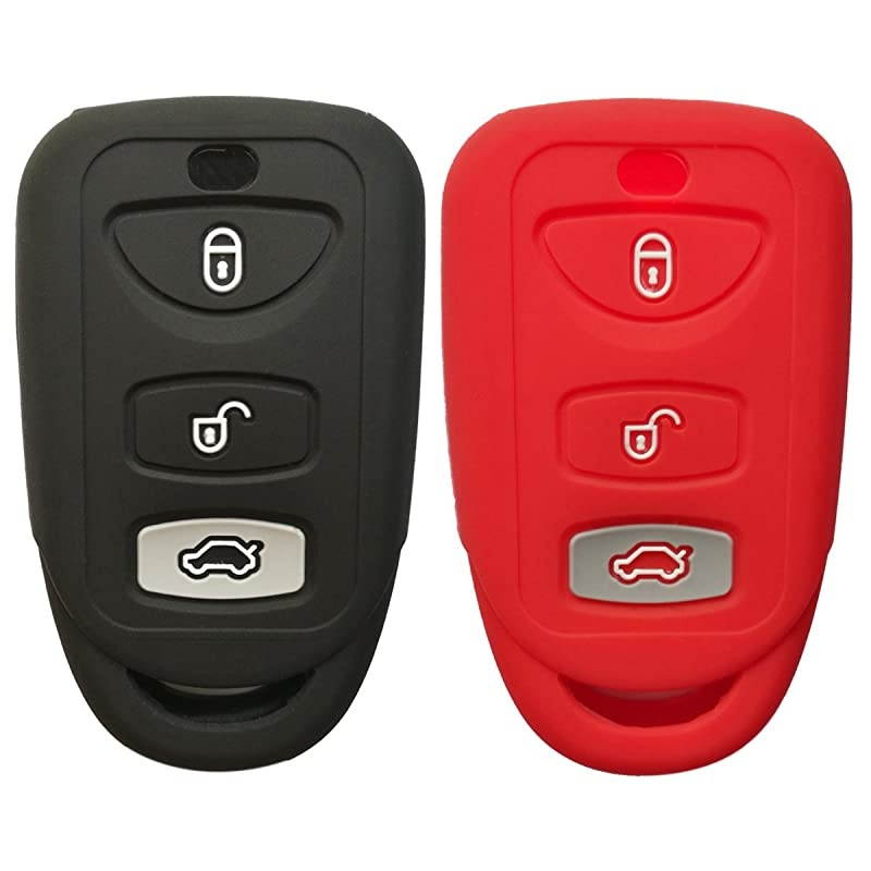 2Pcs Rubber 3buttons Key Fob Protector Case Cover Keyless Entry Holder Skin Bag for Hyundai Elantra Genesis Sonata Kia Sorento Forte Optima Rondo Spectra