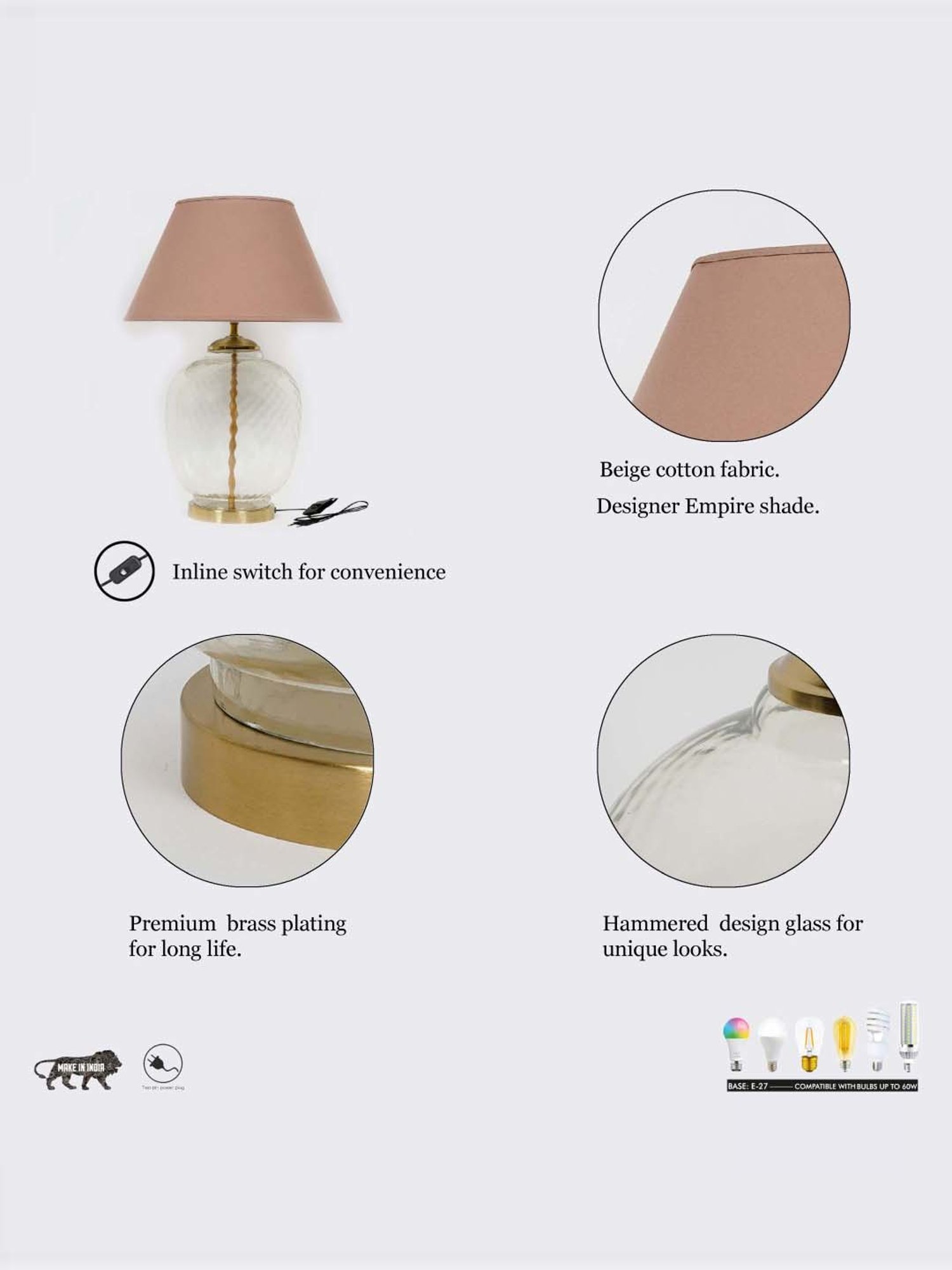 DecorativeRay Red PVC Study Table Lamp - Set of 1