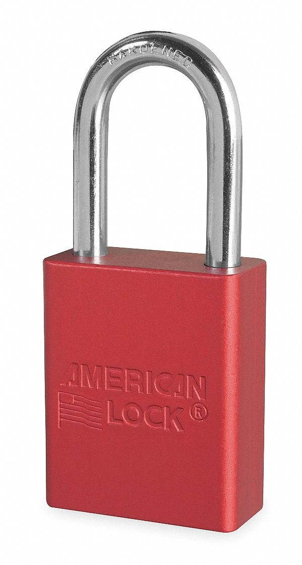 Padlock, Alike Key Type, Aluminum, Red