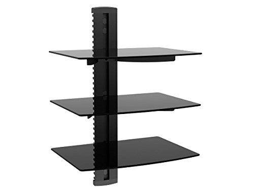 Monoprice Electronic Component Glass Shelf Wall 3-tier Mount Bracket with Cable Management System