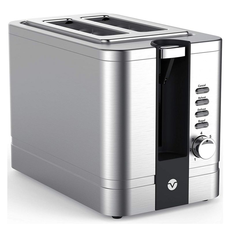 Vremi VRM010011N Retro Stainless Steel Corded Electric Countertop Wide Slot 2 Slice Toaster with Adjustable Settings