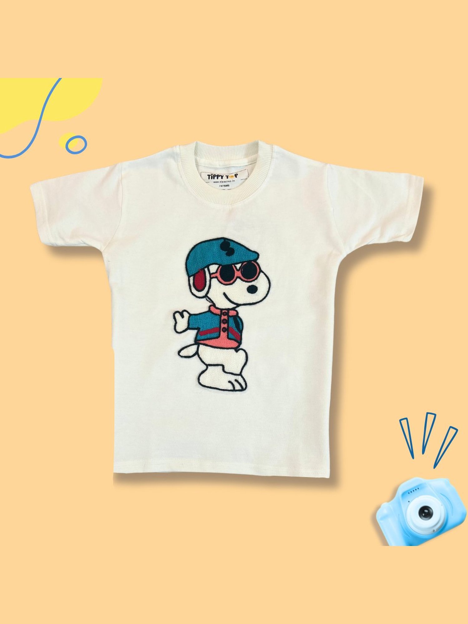 Tippy Top Kids White Self Design T-Shirt