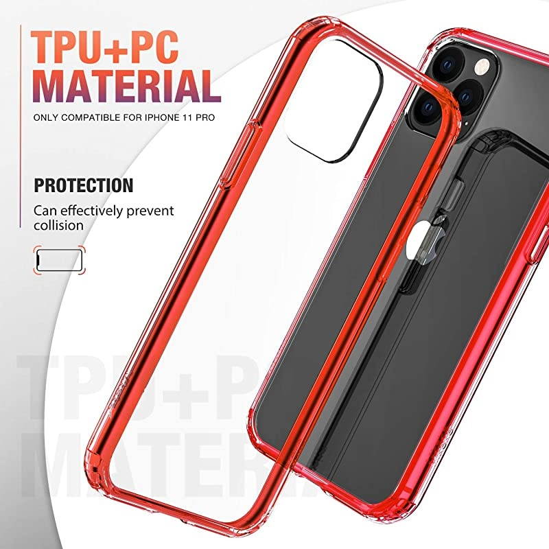Compatible with iPhone 11 Pro Case Clear AntiScratch Shockproof Cases Cover for iPhone 11 Pro 58 inchRed