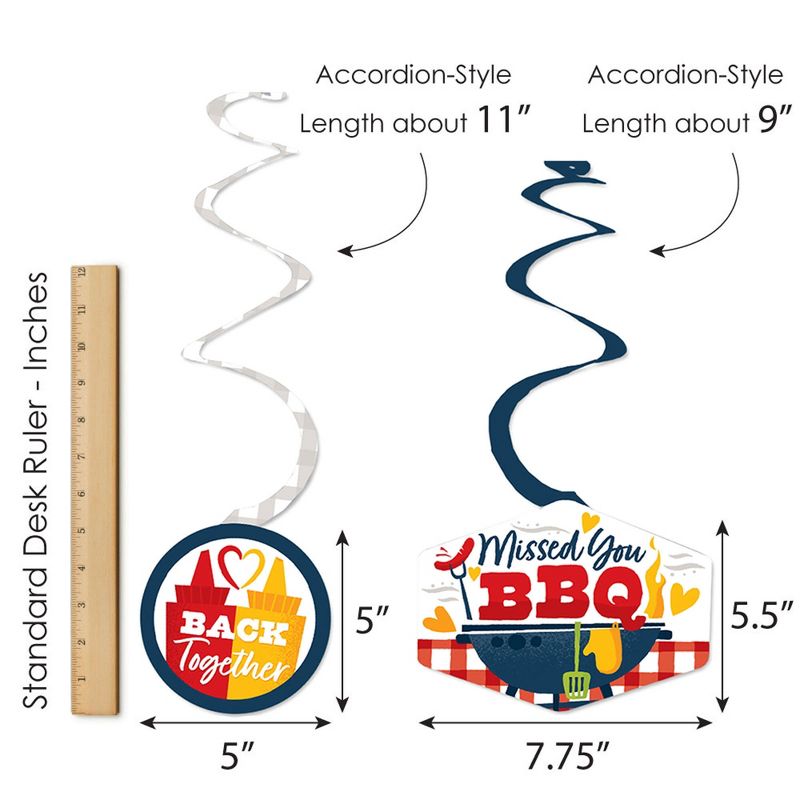 Big Dot of Happiness Missed You BBQ - Backyard Summer Picnic Party Hanging Decor - Party Decoration Swirls - Set of 40