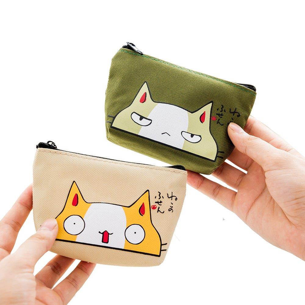 iSuperb Pack of 4 Canvas Coin Purse Change Cash Bag Zipper Small Purse Wallets