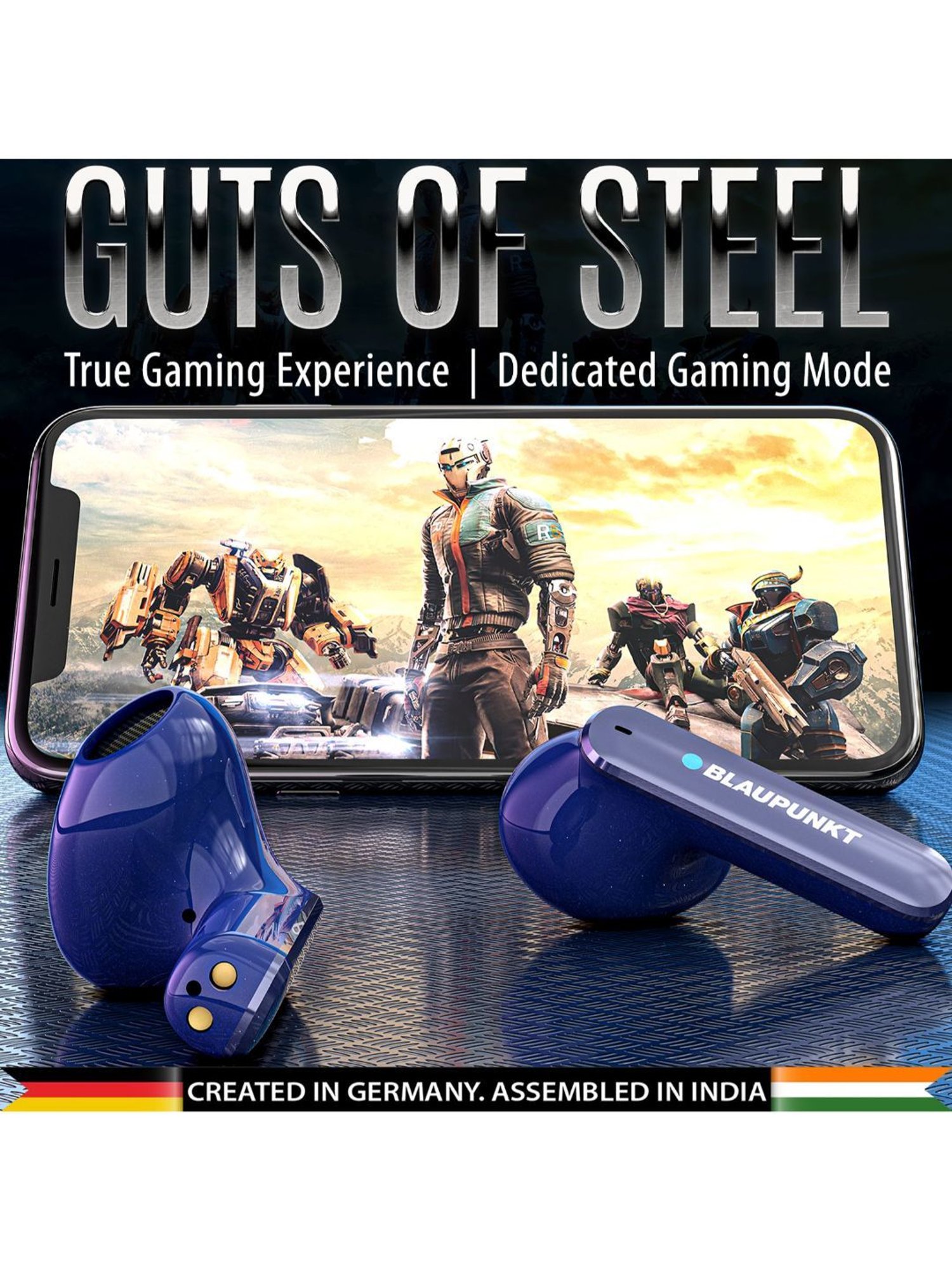 Blaupunkt BTW12 Khrome Bassbuds with 30H Playtime & Turbovolt Charging (Blue, True Wireless)