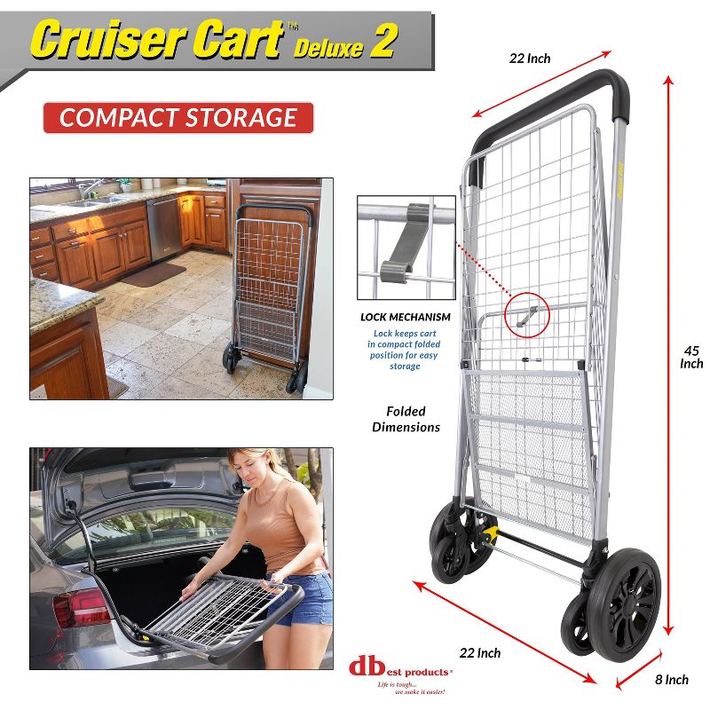 dbest products Cruiser Cart Deluxe Silver