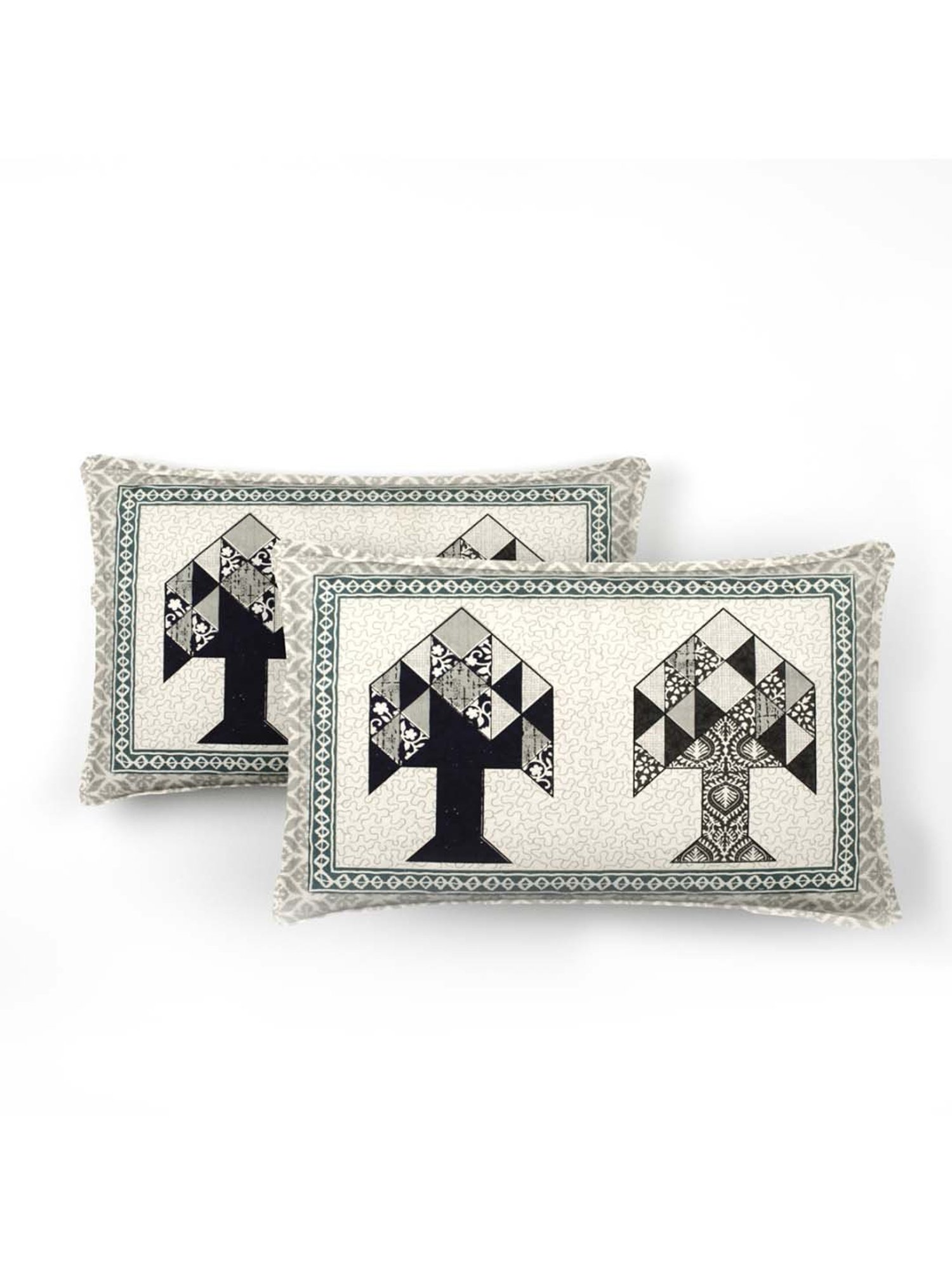 eCraftIndia Grey Cotton 180 Bed Sheet Set