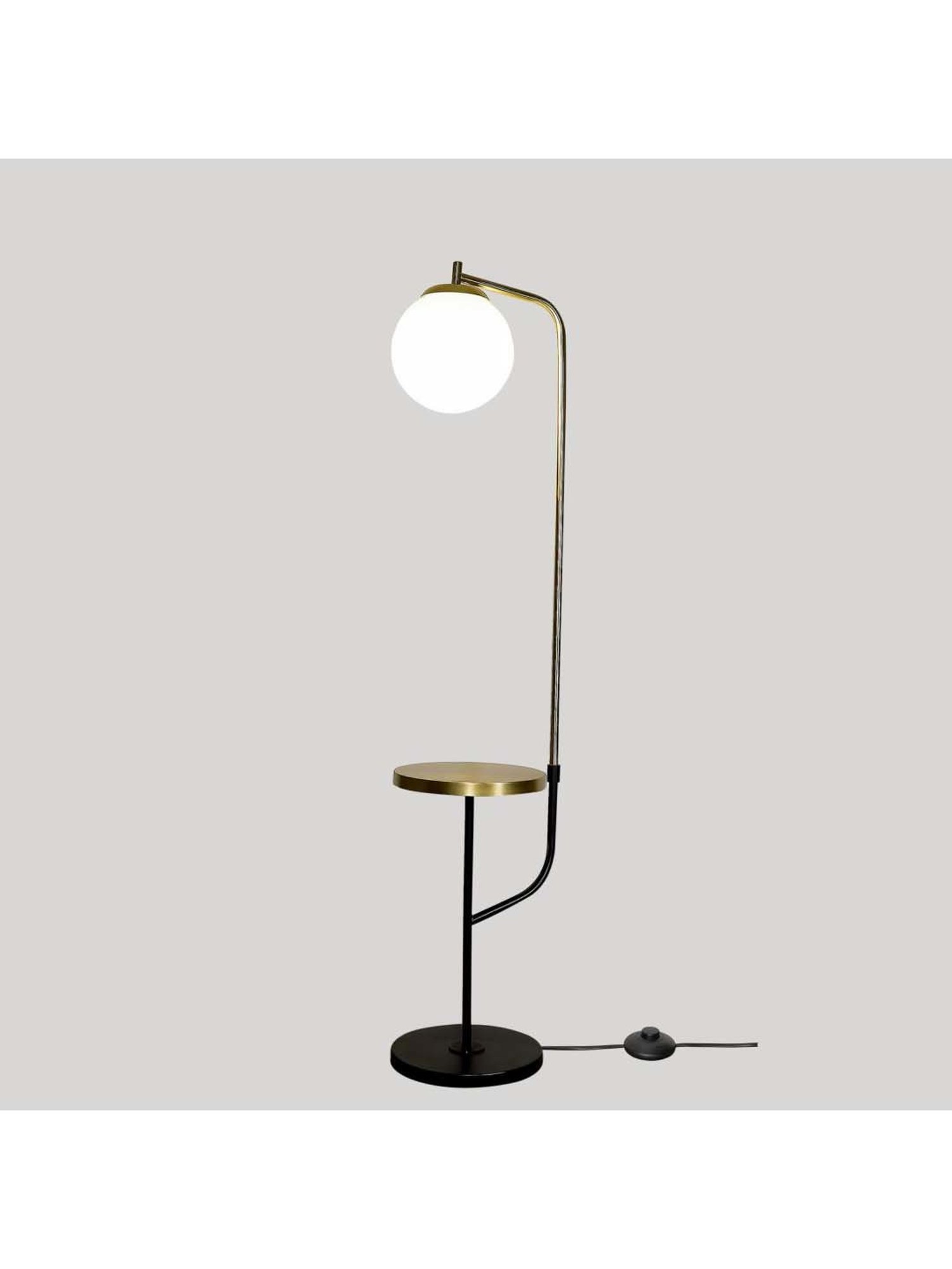 Kapoor E Illuminations Flemish Brass & Black Metal Single Light Globe Floor Lamp