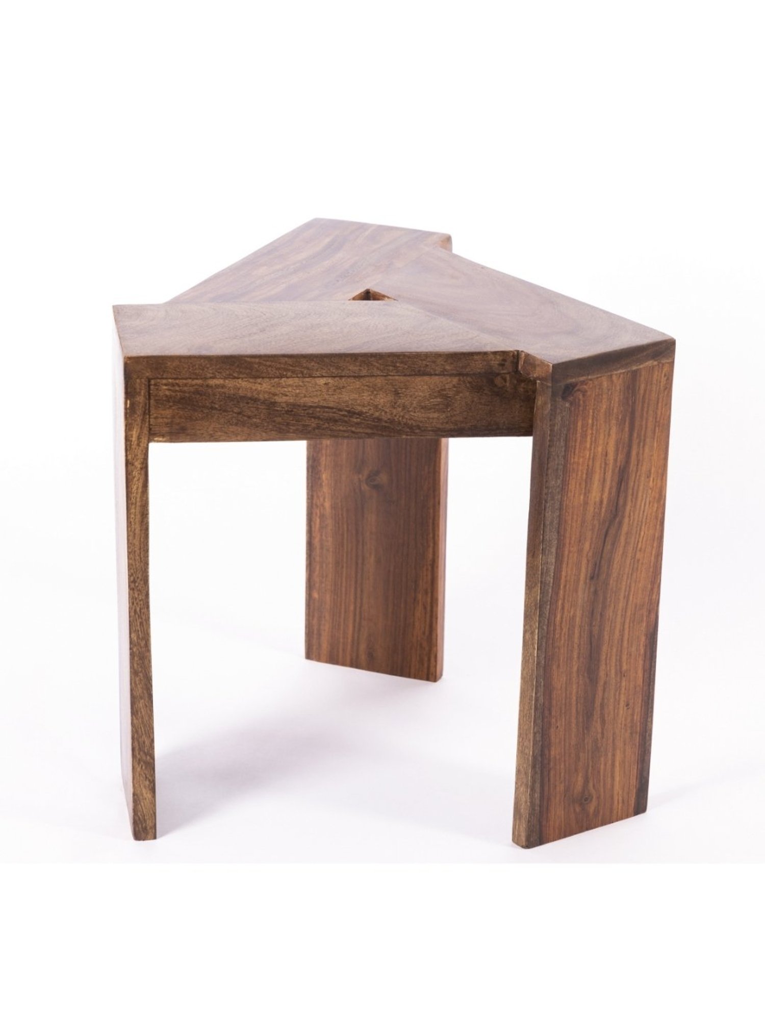 Ikiriya Avina Solid Brown Wood End Table Teak Finish