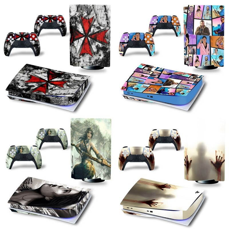 Decal Cover for Sony PlayStation 5 Console and 2 Controllers Whole Body Vinyl Skin Sticker for PS5 UHD Edition Game Accessories