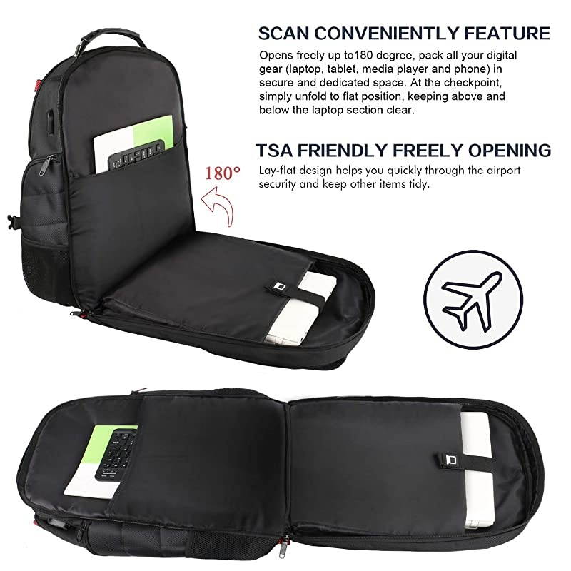 Backpack for Men  Large Laptop Backpack with USB Port Travel Backpacks for Women Student Big College School Bookbag Water Resistant TSA Business Computer Bag Fit 17 Inch Notebook Black