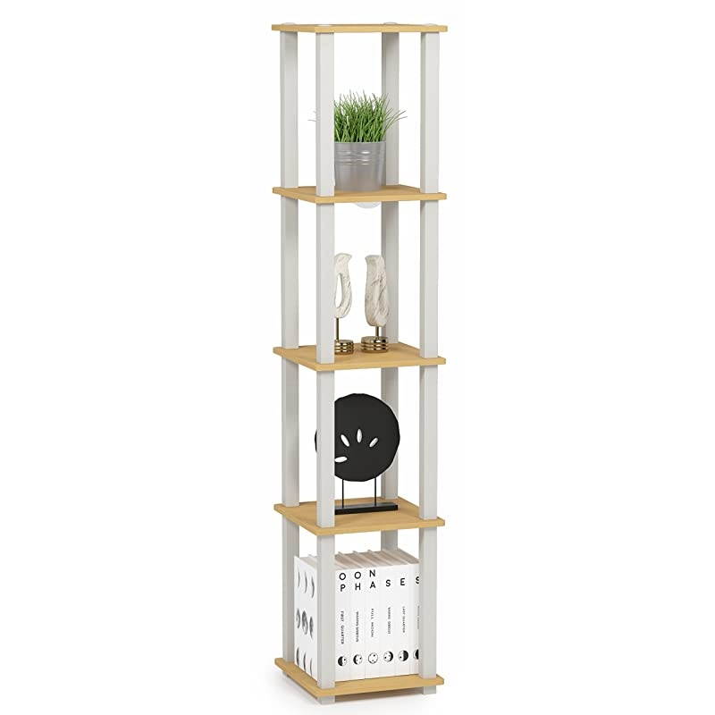 TurnSTube 5Tier Corner Square Rack Display Shelf BeechWhite