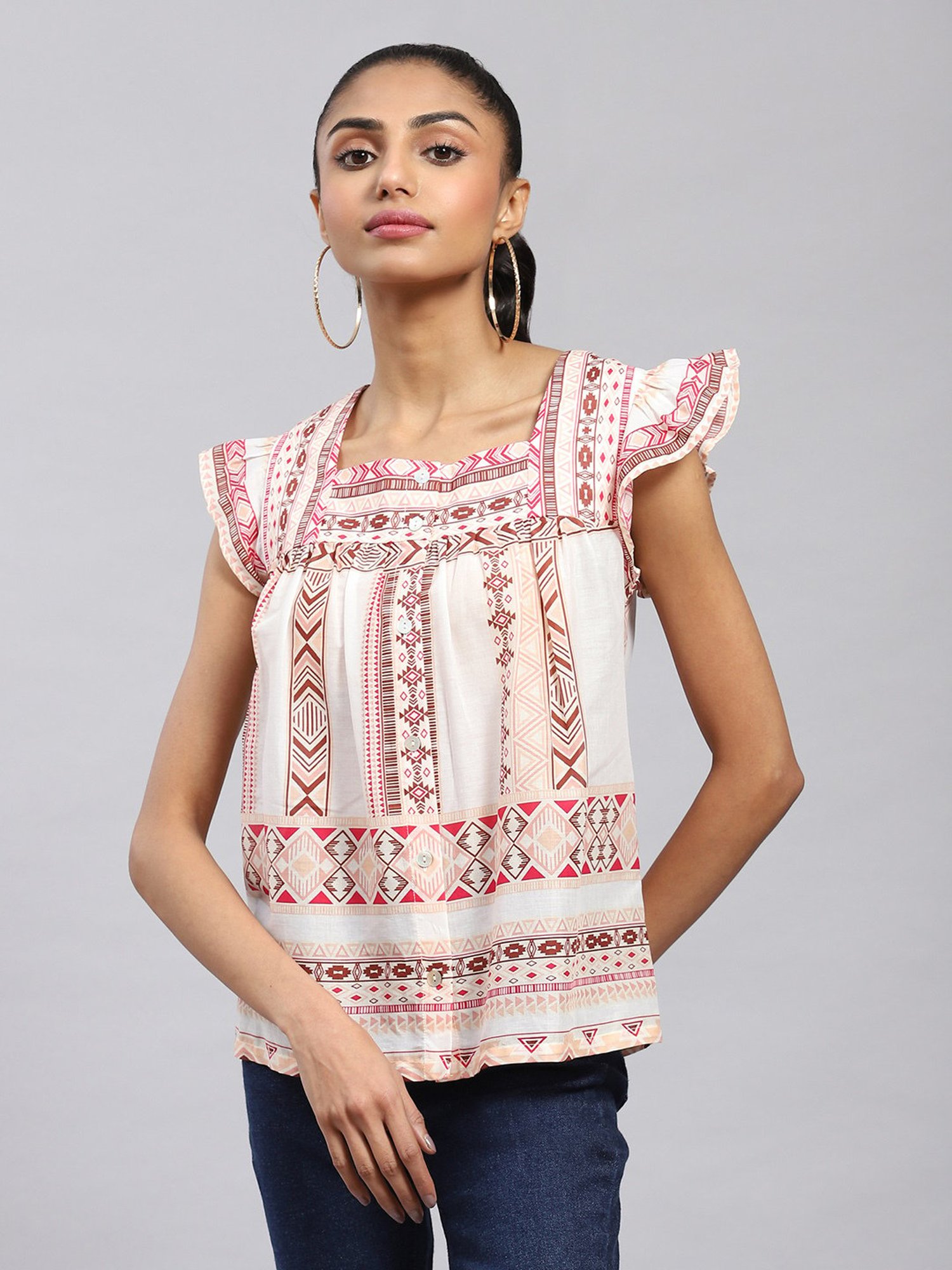 Label Ritu Kumar Pink Geometric Print Top