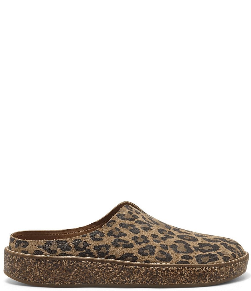 Lucky Brand Tamala Leopard Printed Leather Mule Clogs