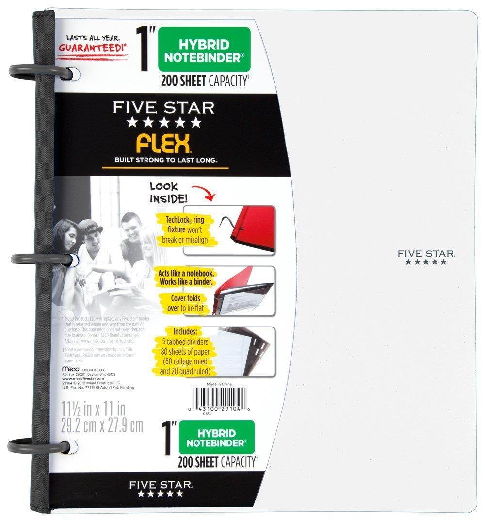Five Star Flex Hybrid NoteBinder, 1 Inch, Color Will Vary (29104) Pack of 2
