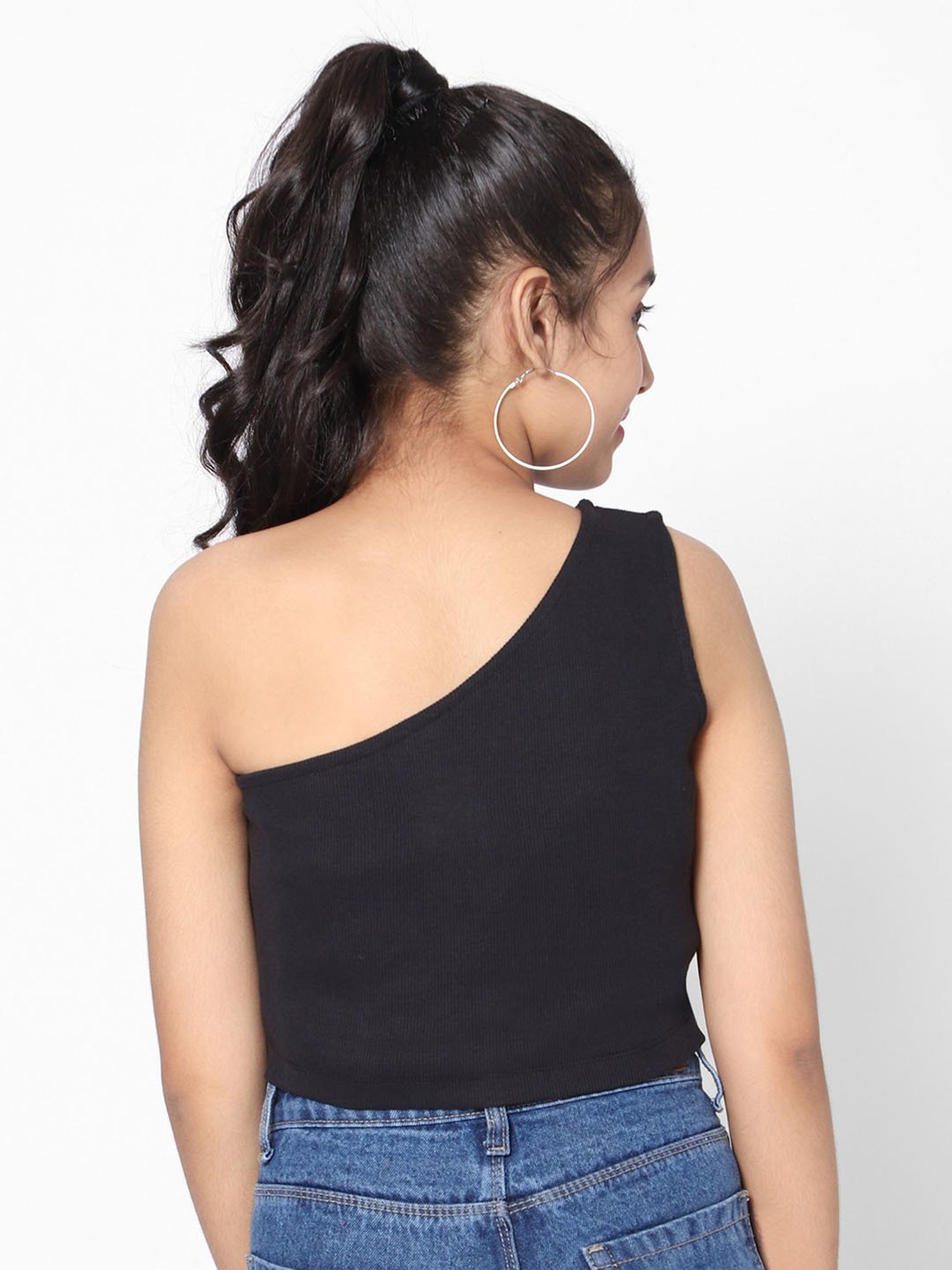 LilPicks Kids Teal Solid Crop Top