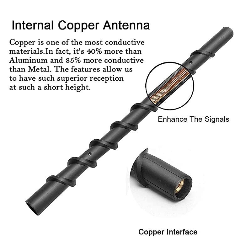 Inches Antenna Compatible with 2007-2021 Chevy Silverado 1500 2500 3500 and GMC Sierra (2009-2021), Spiral Flexible Rubber Antenna, Direct Replacement Antenna Accessories