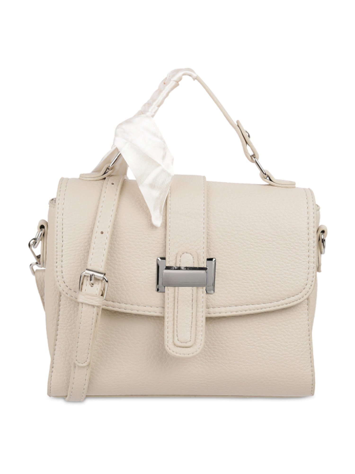 Mochi Off White Textured Medium Satchel