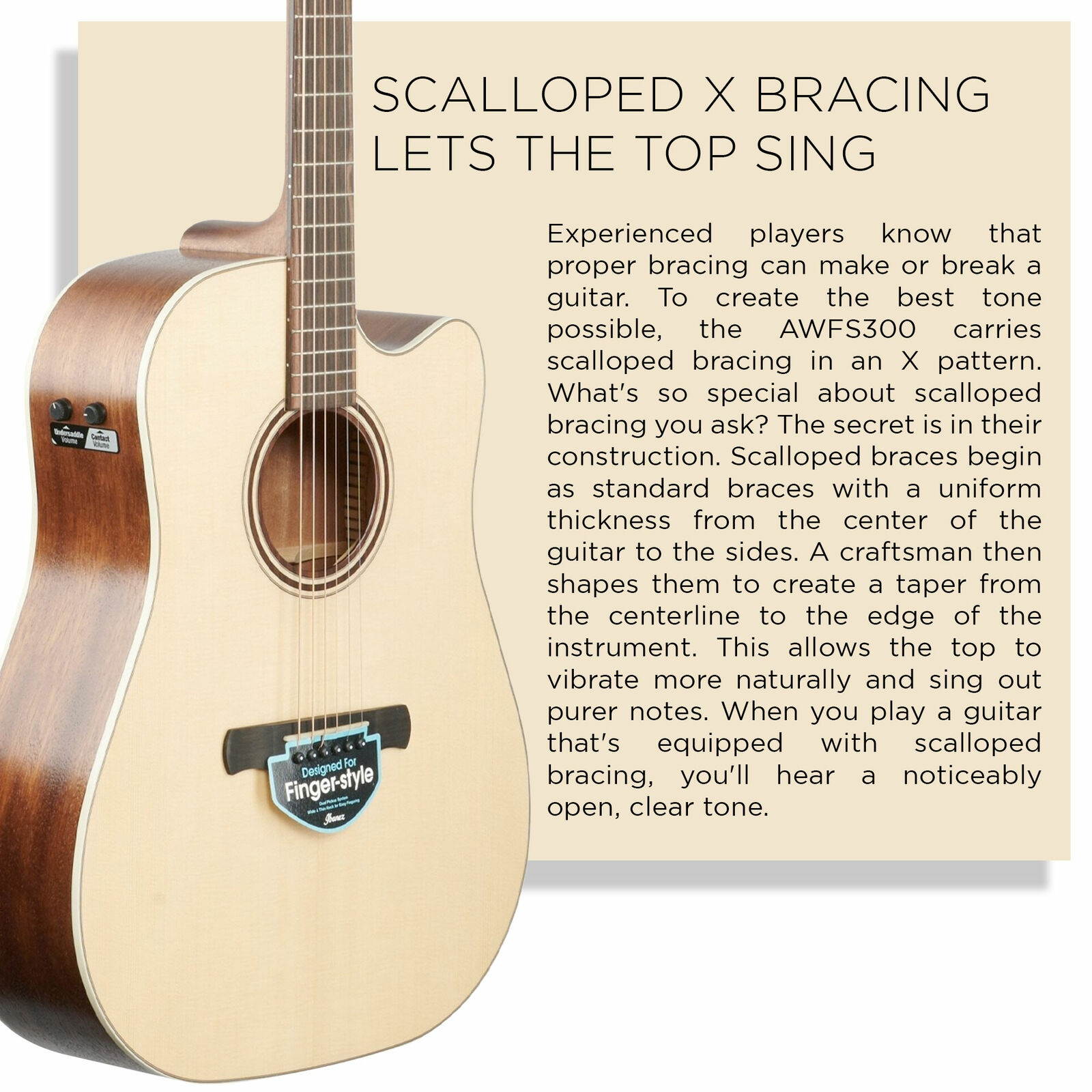 Ibanez AWFS300CE - Open Pore Semi-Gloss Acoustic-Electric Guitar