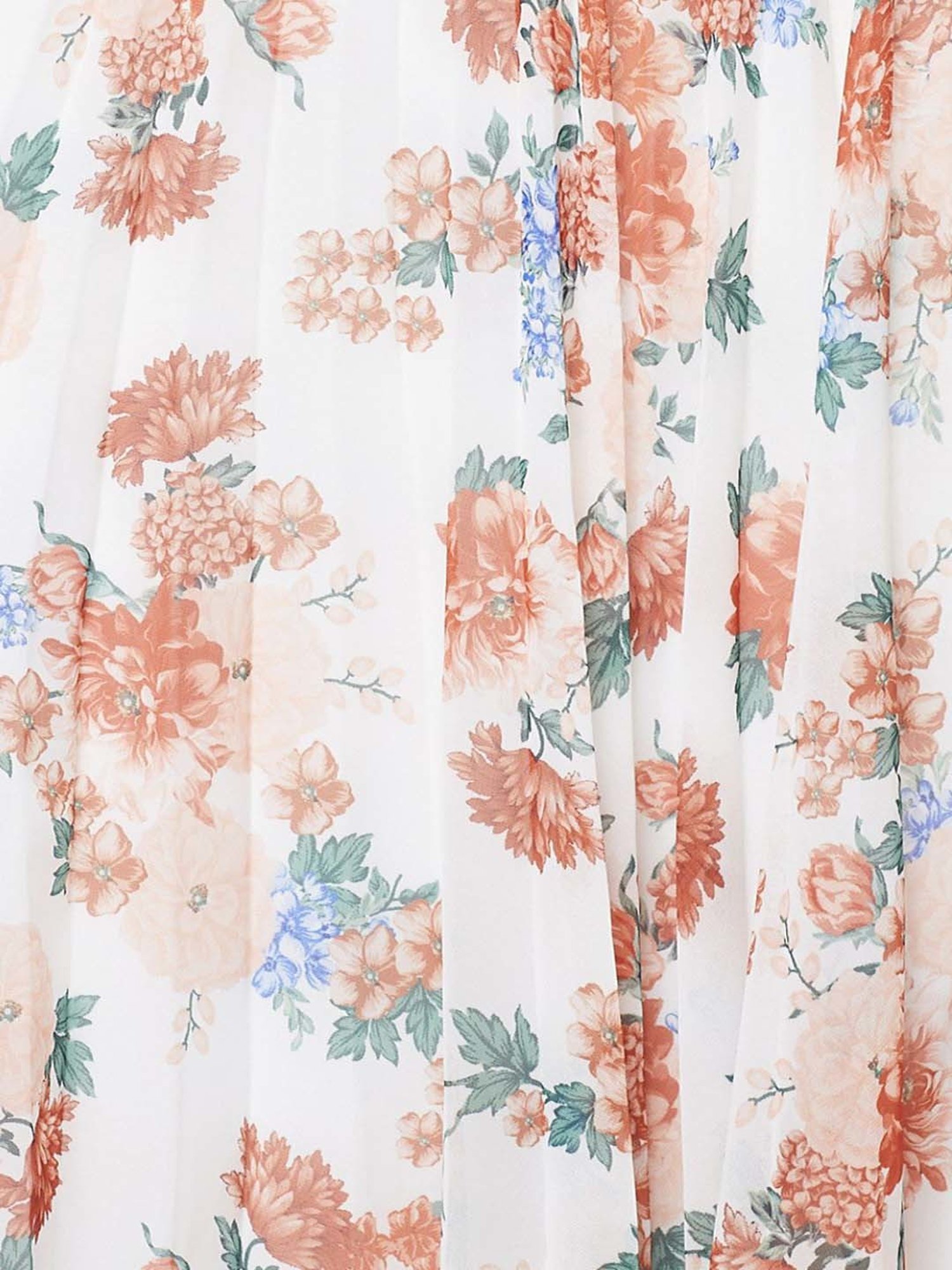 Honey by Pantaloons White & Peach Floral Print Assymetric Skirt