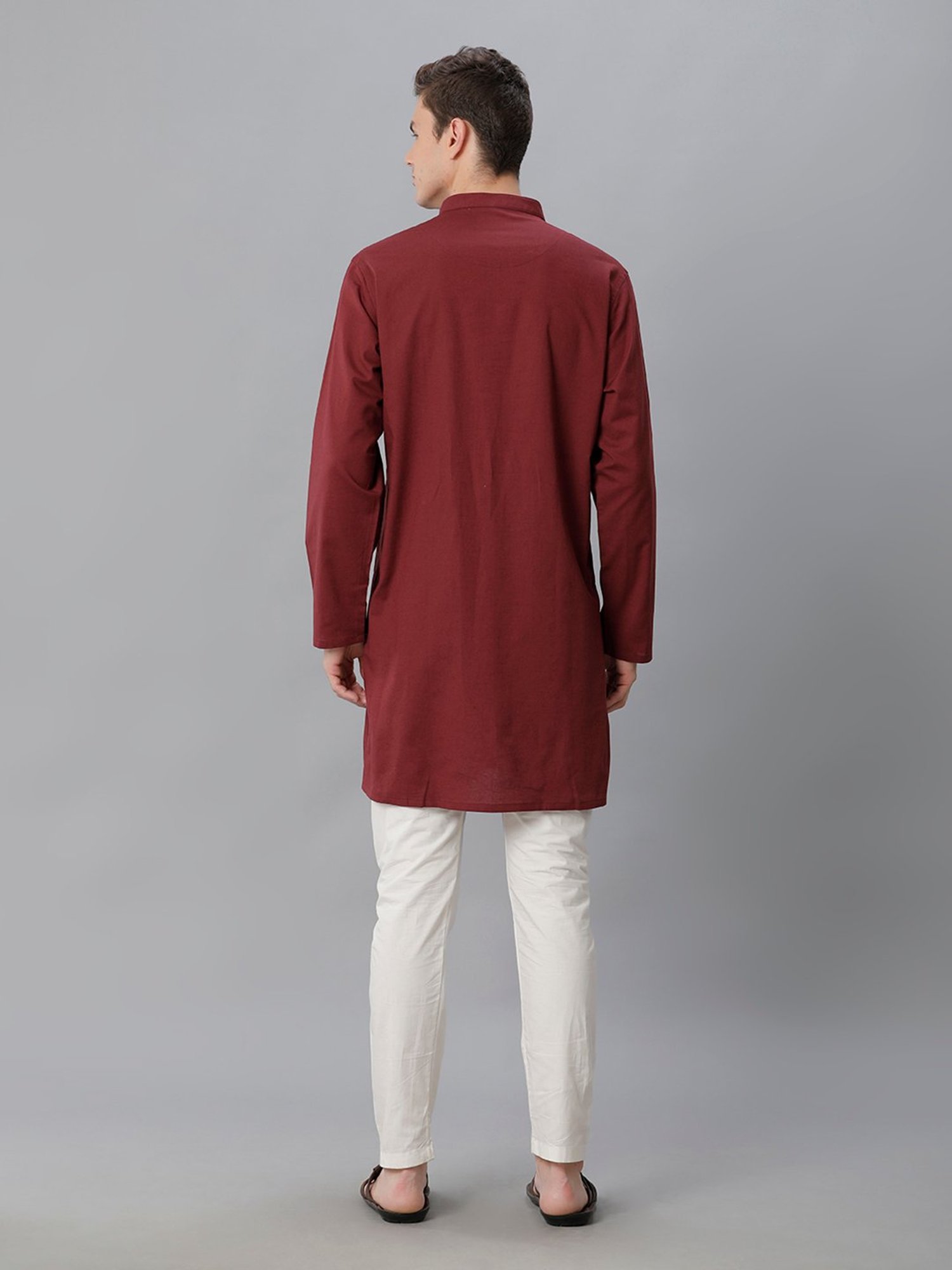 CAVALLO by Linen Club Maroon Regular Fit Kurta