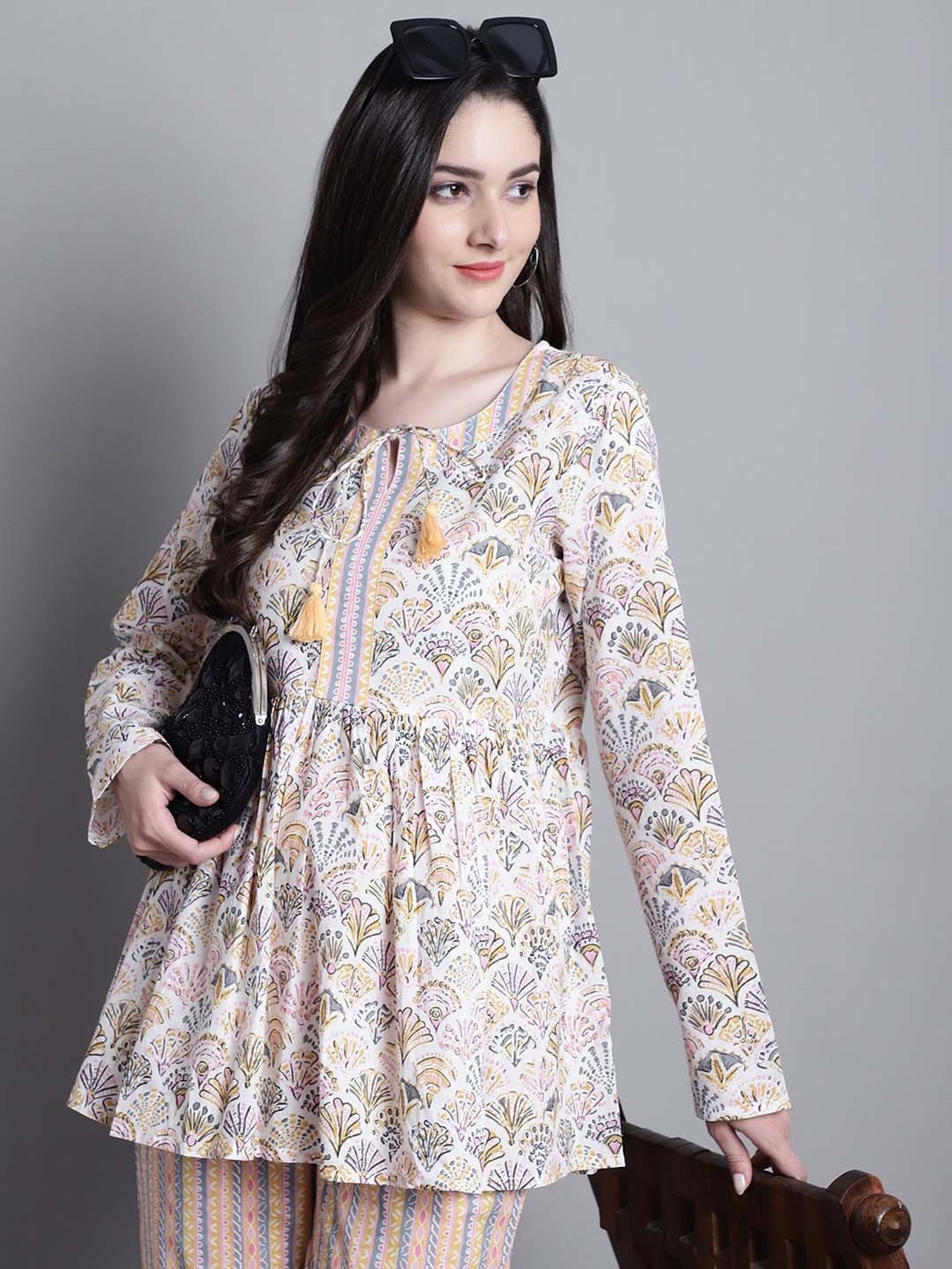 Prakrti Multicolored Cotton Printed Top Pant Set