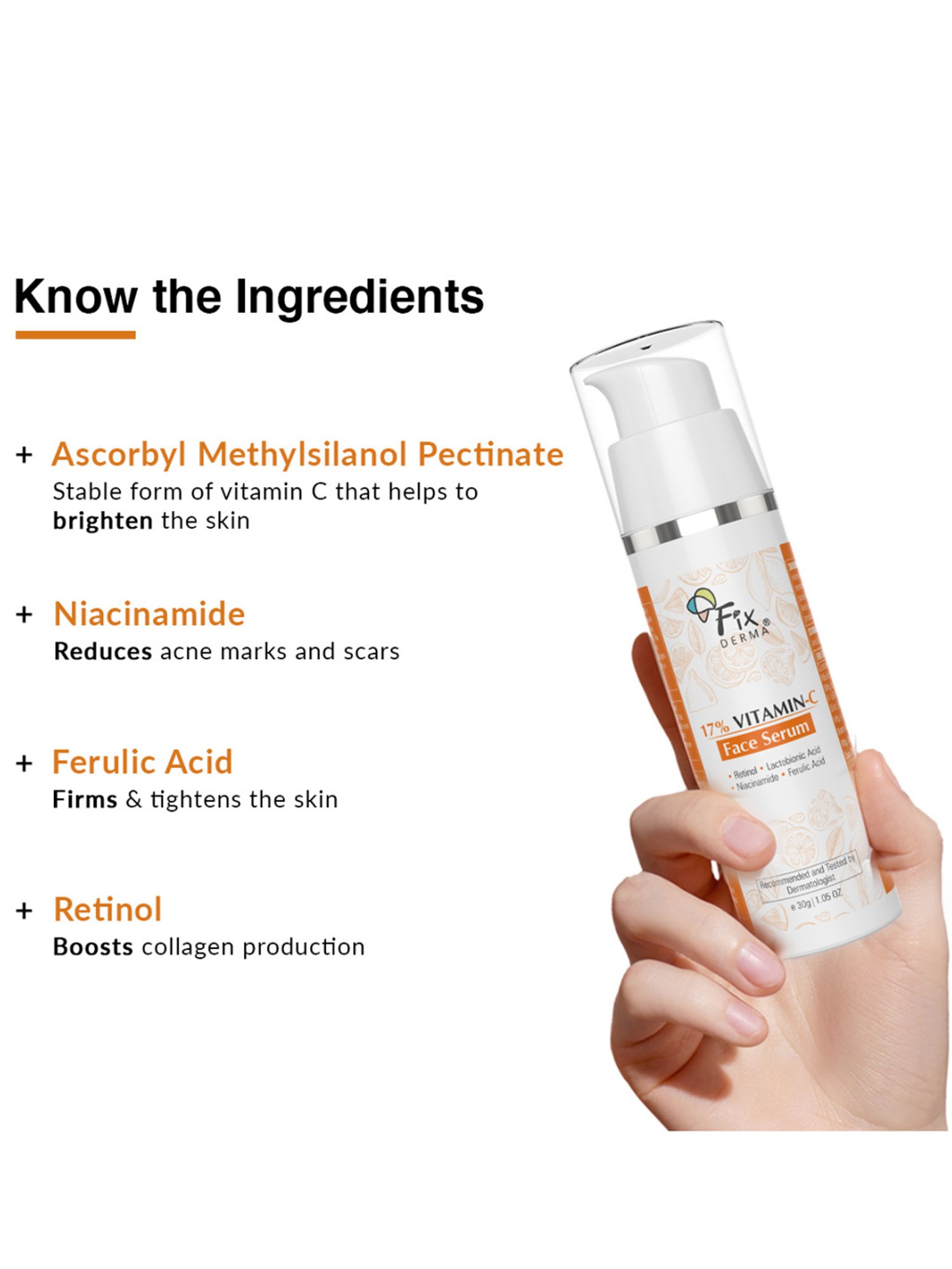 Fixderma 17% Vitamin-C Face Serum for Men & Women - 30 gm
