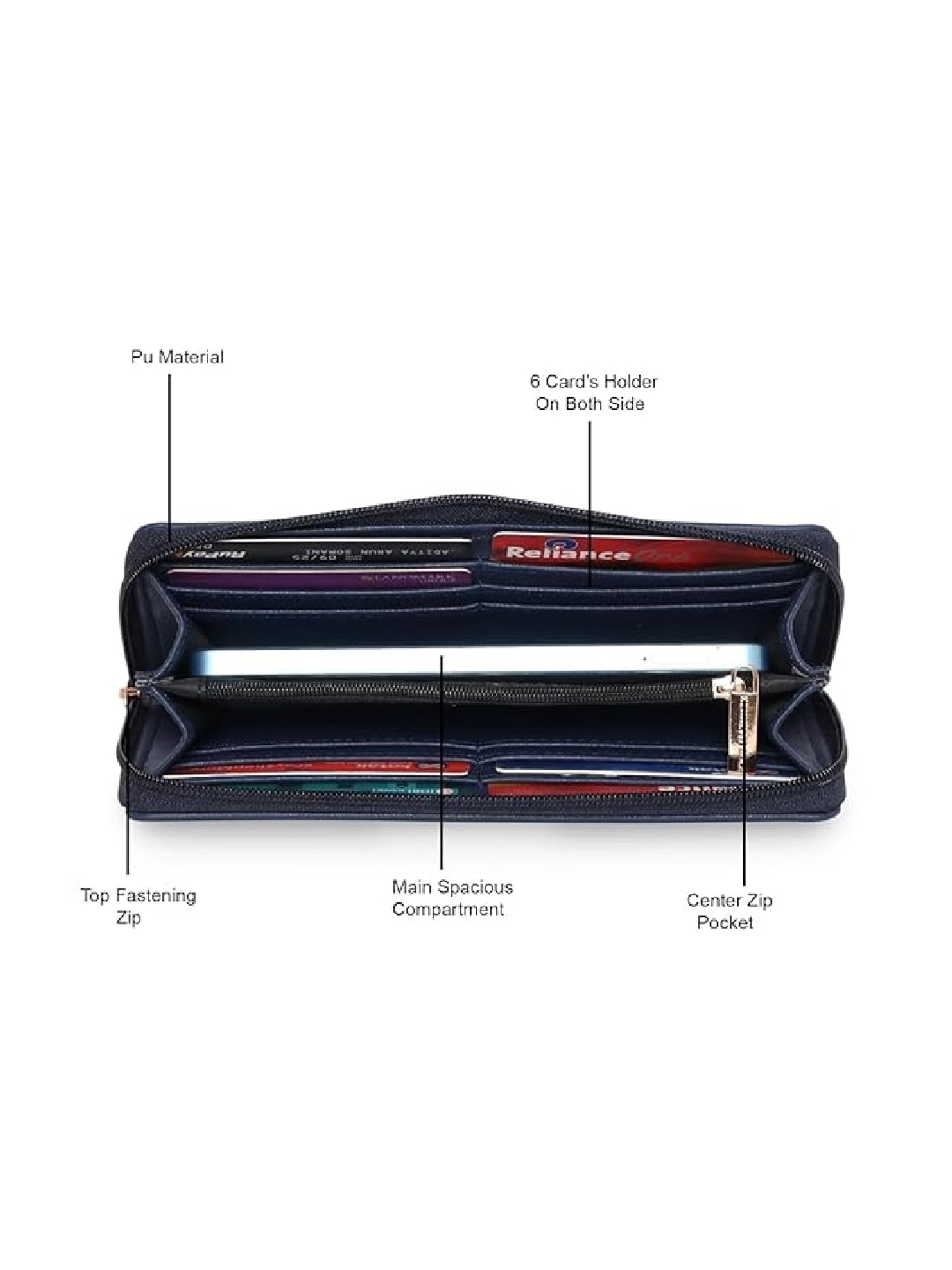 Kenneth Cole Navy Blue Solid Zip Around Wallet for women