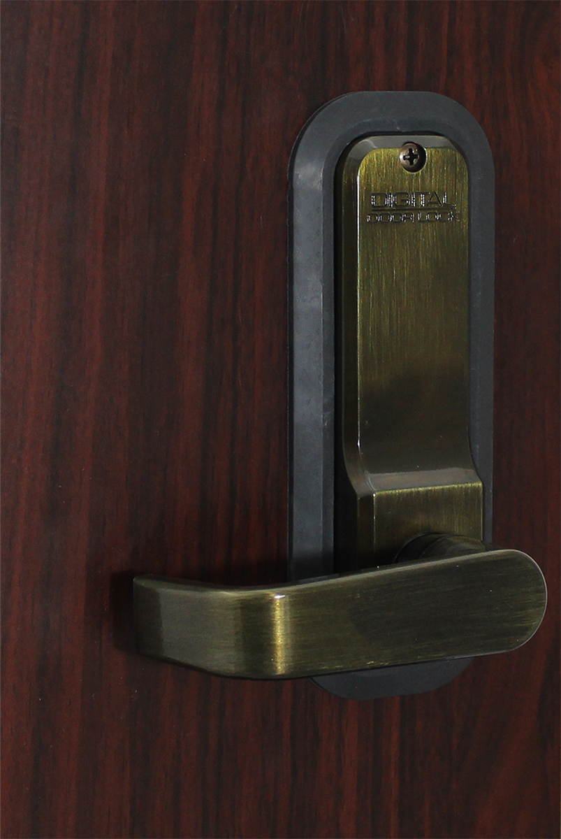 LockeyUSA Digital Door Lock 2835 Lever Handle, Antique Brass