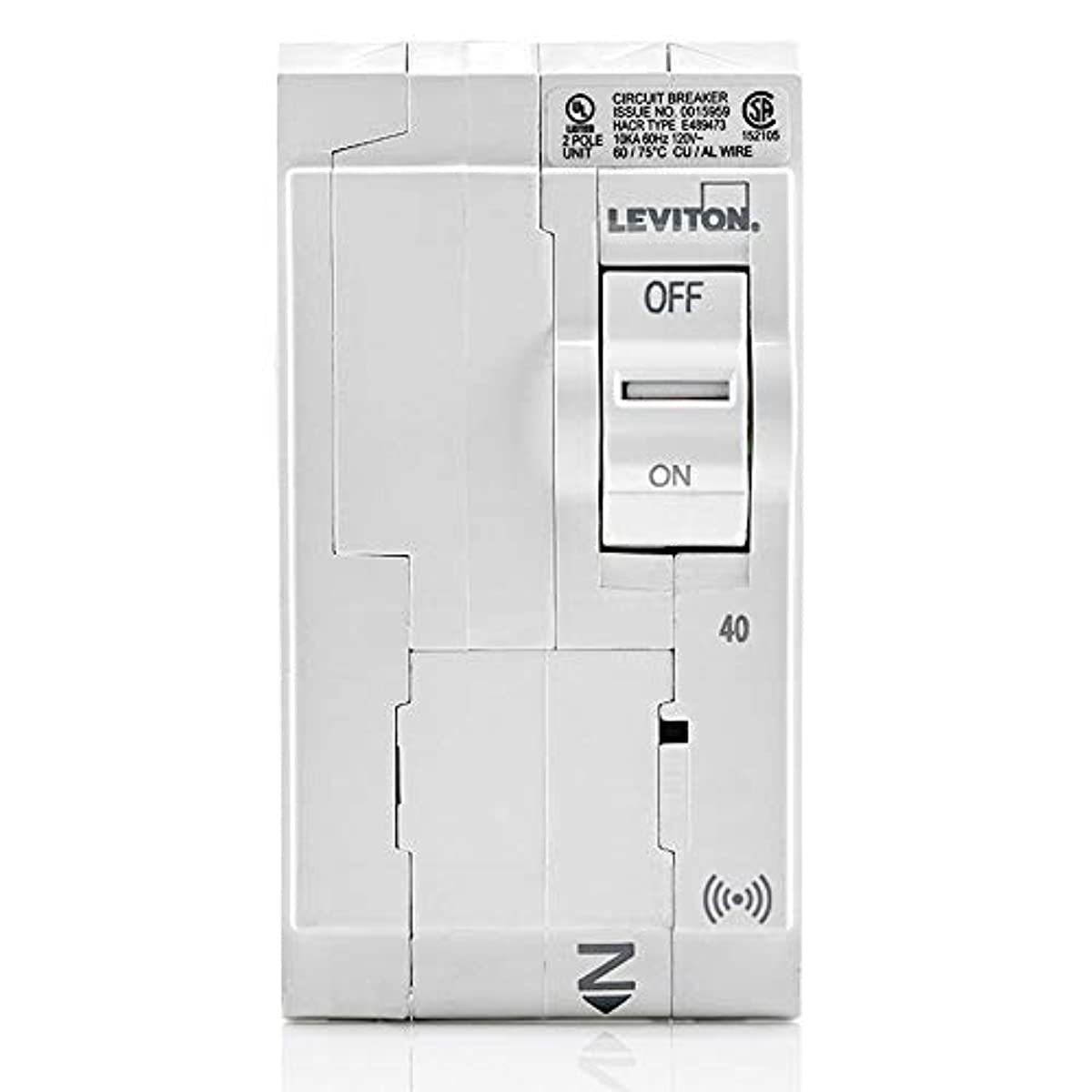 Leviton LB240-S 40 Amp, 2-Pole Plug-on Smart Standard Branch Circuit Breaker, 120 VAC, White