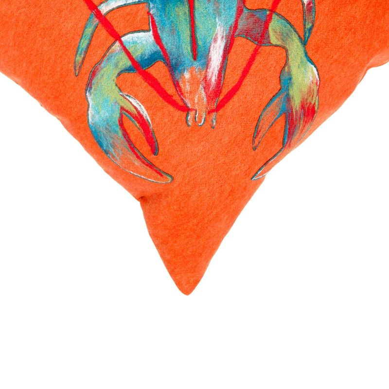 20"x20" Oversize Indoor/Outdoor Lobster Square Throw Pillow Orange - Liora Manne