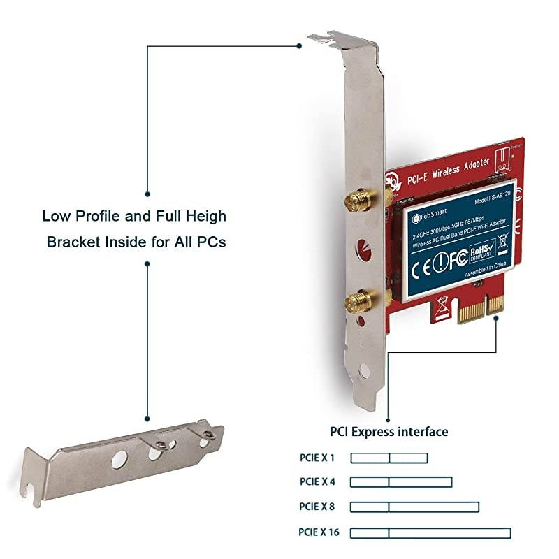 Wireless AC 1200Mbps Dual Band PCI Express PCIe WiFi Adapter WiFi Card for Windows 10 3264bit Windows 881 64bit and Windows Server 2012 2012R2 2016 2019 System Desktop PCsFSAE120