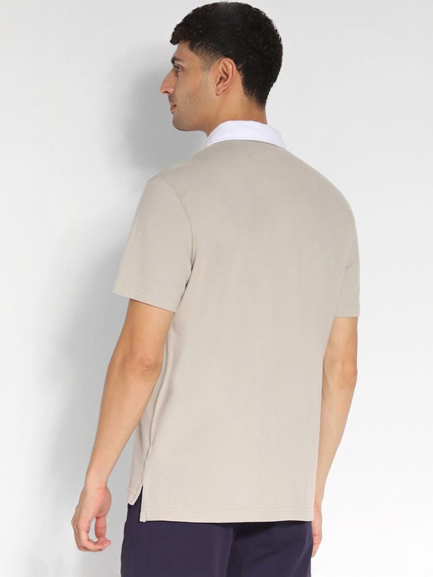 American Eagle Beige Cotton Regular Fit Embroidered T-Shirt