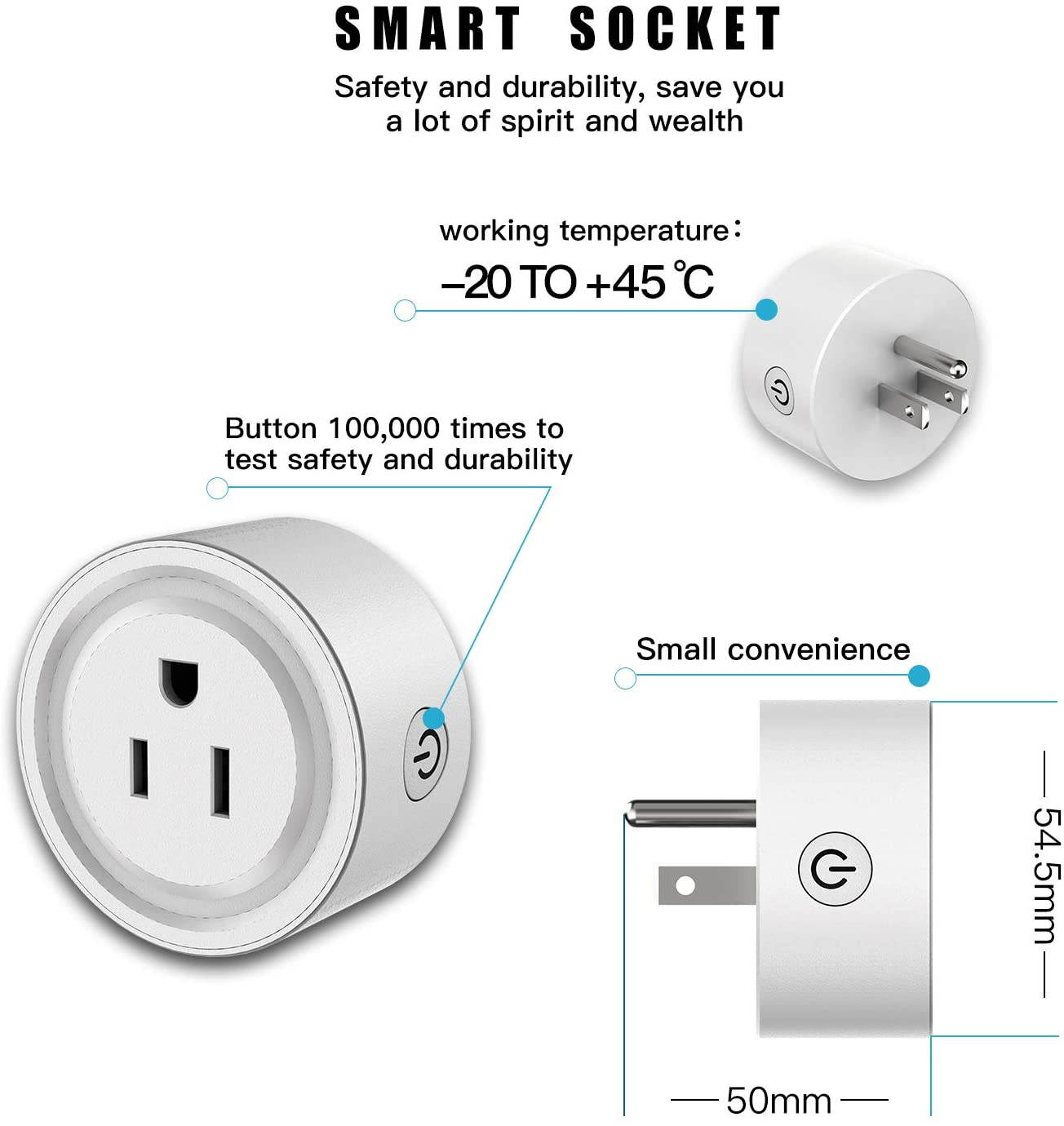 Smart Plug Compatible with Alexa Google Assistant Siri IFTTT, MagicLight WiFi App Control Timer Schedule Smart Outlet, No Hub Required, FCC Certified 1200W Smart WiFi Socket (2 Pack)