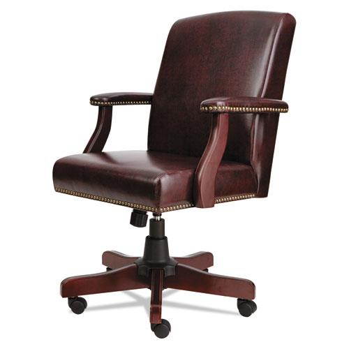 Alera Traditional Series Mid-Back Chair, Mahogany Finish/oxblood Vinyl