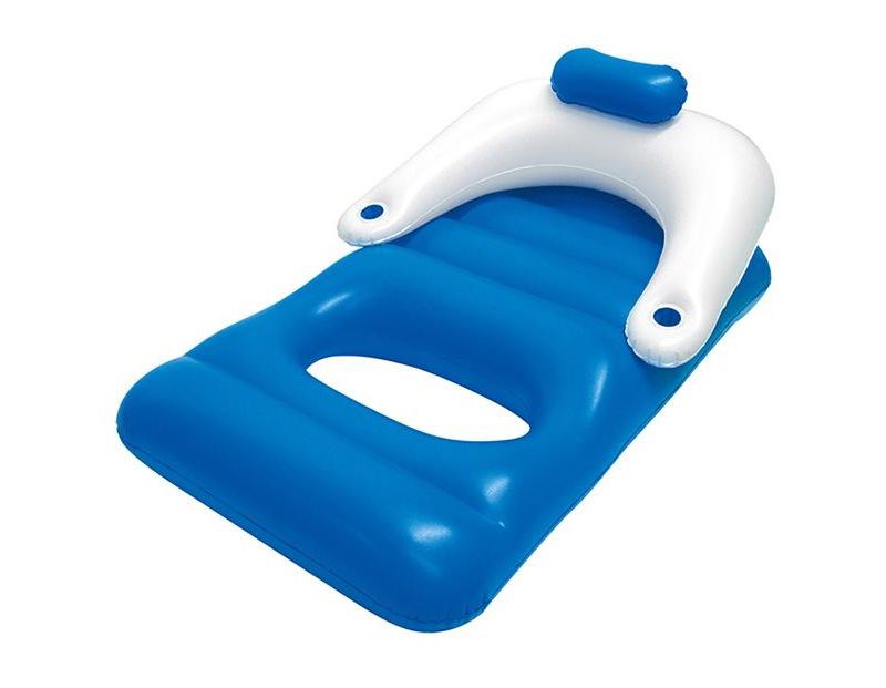 Swim Central 62" Inflatable Blue and White Classic Swimming Pool Lounger With Holders