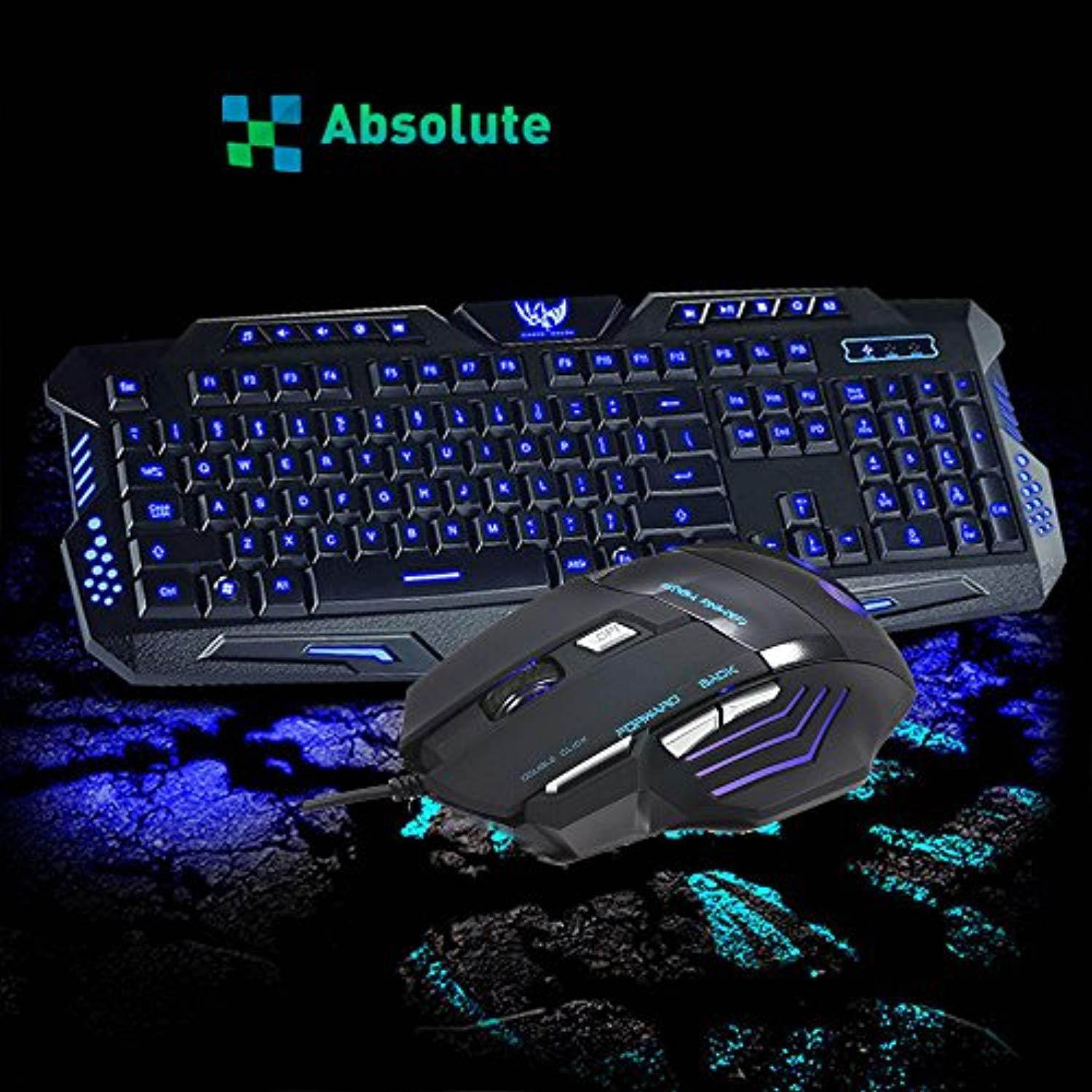 3color led backlight wired usb gaming keyboard and 5500dpi mouse mice set kit us
