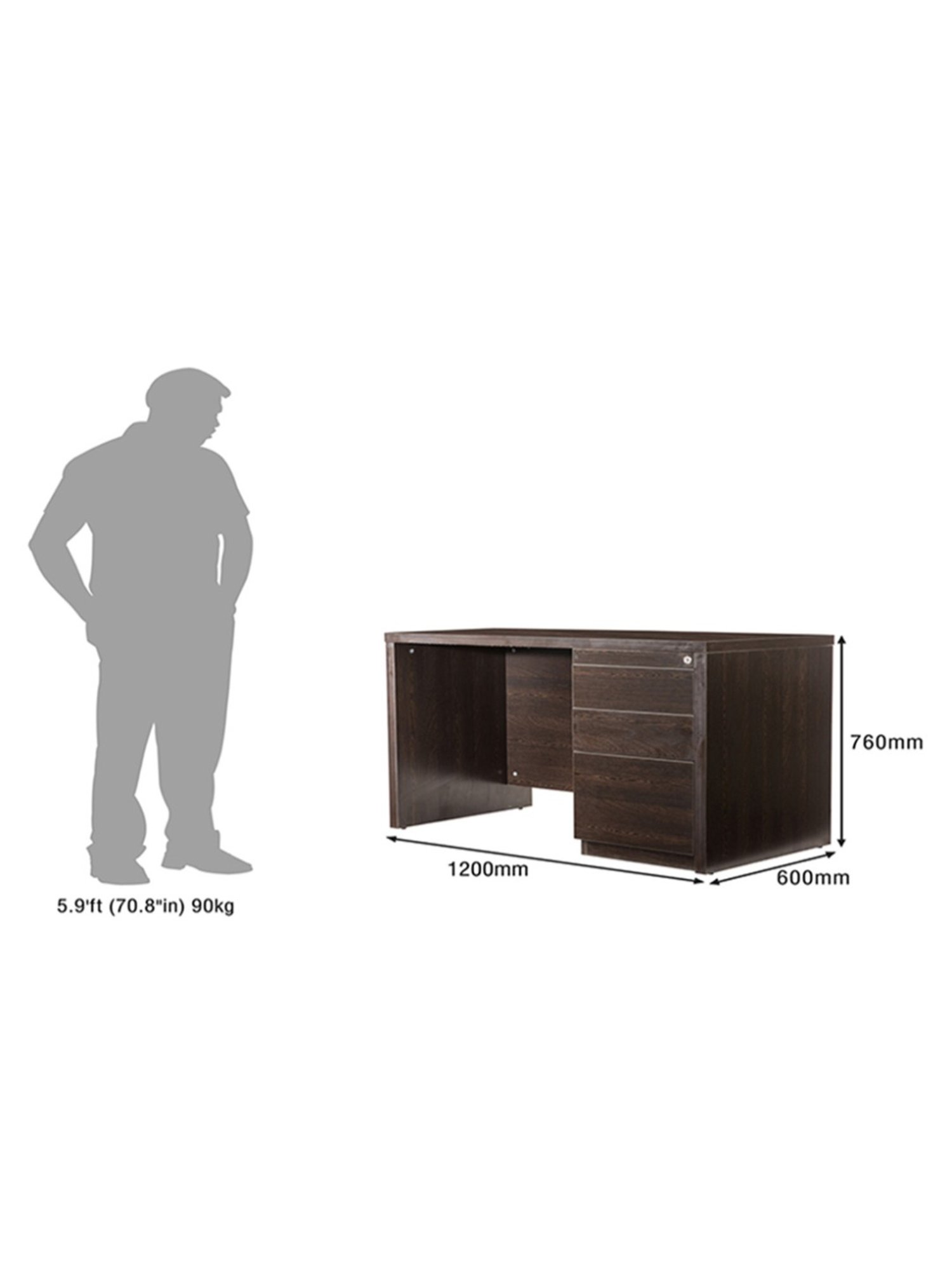 Durian Wenge Brown Engineered Wood Study Table