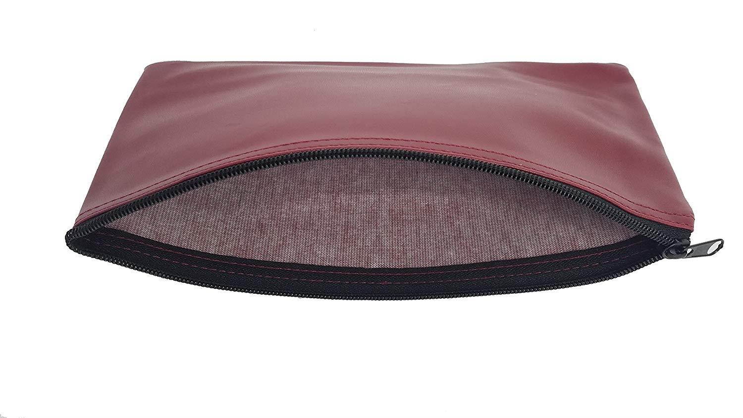 Cash Bag, Coin Bag, Company Security Bank Deposit/Utility Zipper Bag, 11 X 5.5 Inches, Grey, Navy, Green, Maroon. (Pack of 12, Maroon)