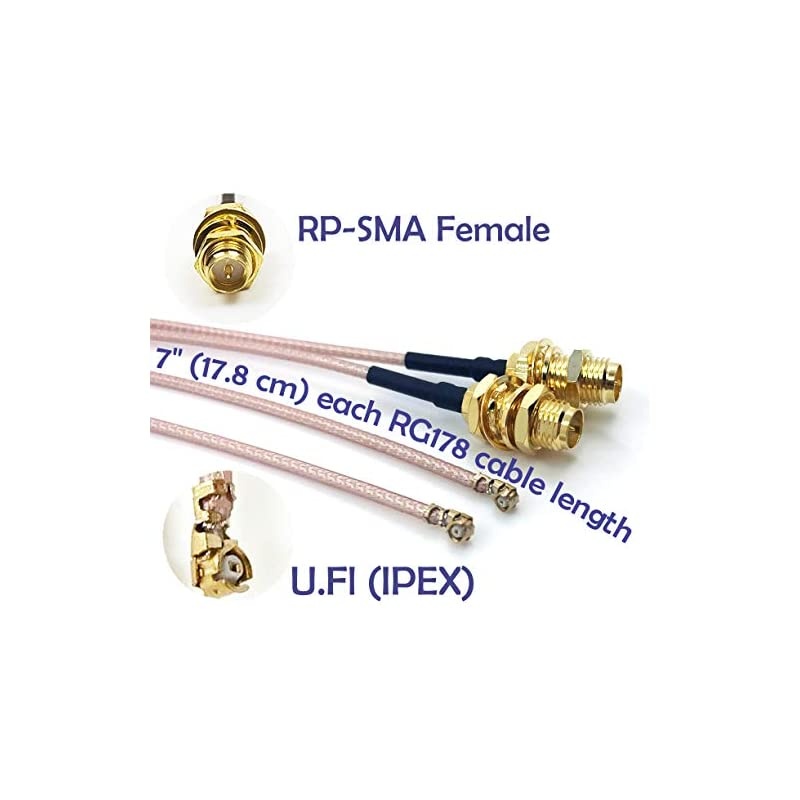 of 2 OmniDirectional WiFi Long Range Dual Band 9 Dbi Antenna 245Ghz 80211nbg and 2 RF UFL Mini PCI to RPSMA Female Pigtail Antenna WiFi Cable Kit for Routers mini PCIe Cards