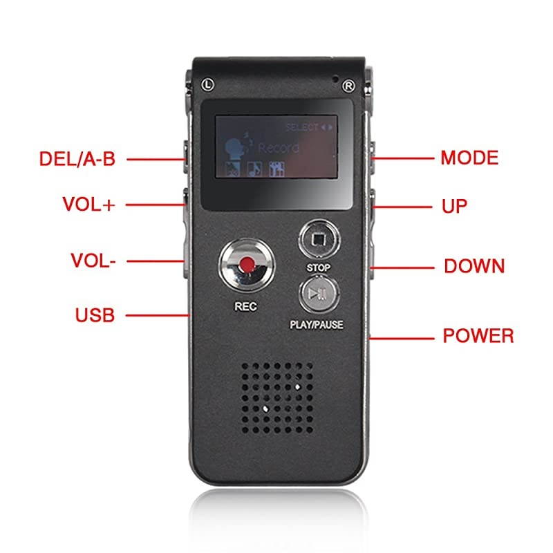 Digital Voice Recorder 8GB Audio Voice Activated MP3 Player with Android USB Port Multifunction Recorder Dictaphone with Builtin Speaker BlackWhite