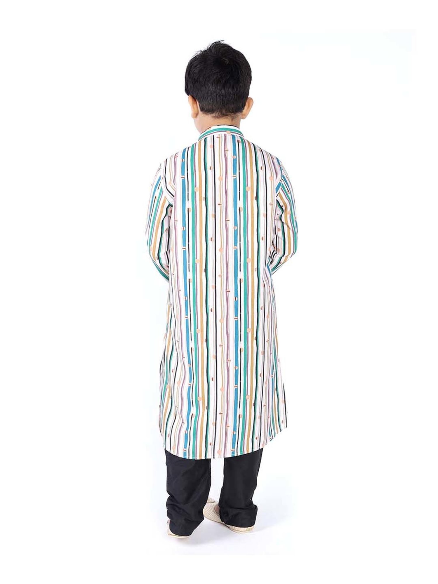 TABARD Kids Green & Black Cotton Printed Kurta Set